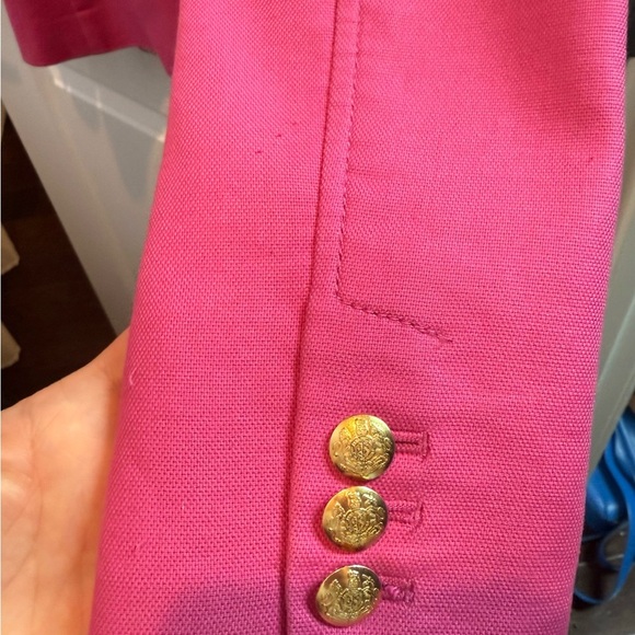 Barbiecore Banana Republic Pink Blazer Gold Button Cotton preppy coquette 0 - Picture 5 of 7